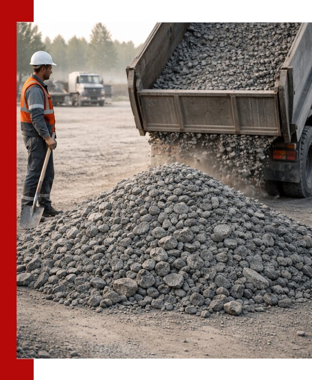 Гранитный щебень фракции 100–201 для строительства в Пскове