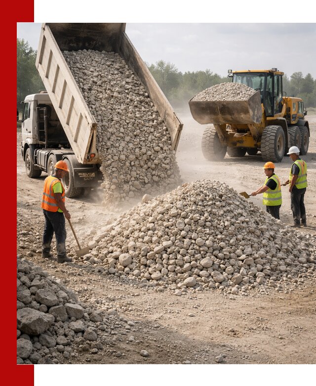 Доставка известнякового щебня фр. 40-70 в Пскове