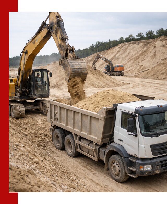 Доставка карьерного песка с самосвалами и разгрузкой в Пскове