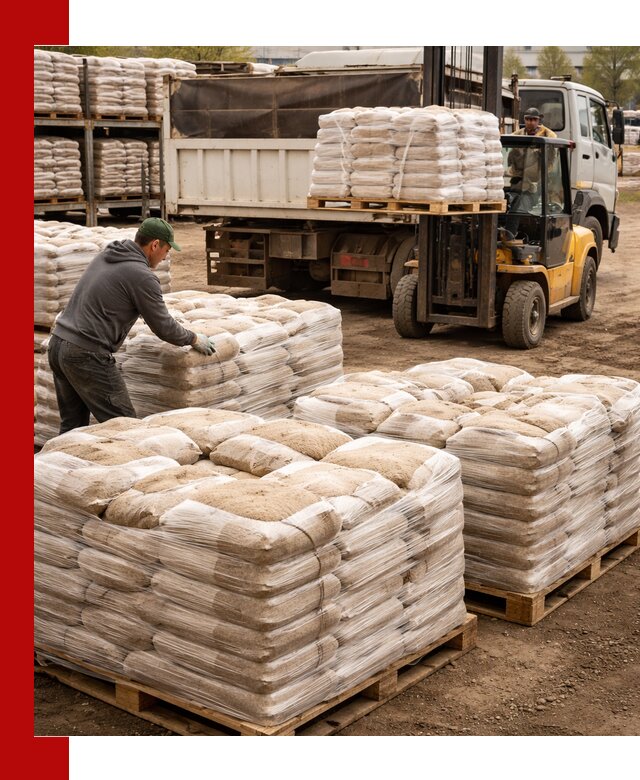 Карьерный песок в мешках с доставкой в Пскове