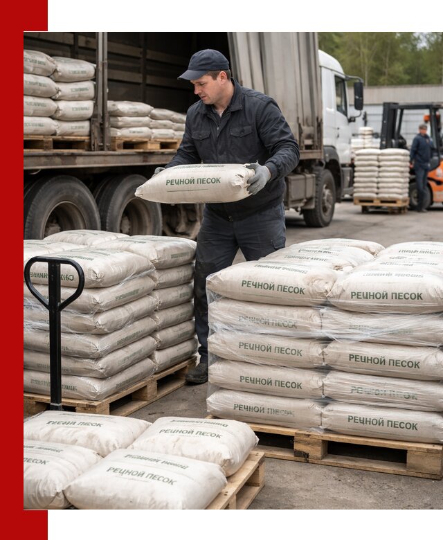 Речной песок в мешках с доставкой в Пскове