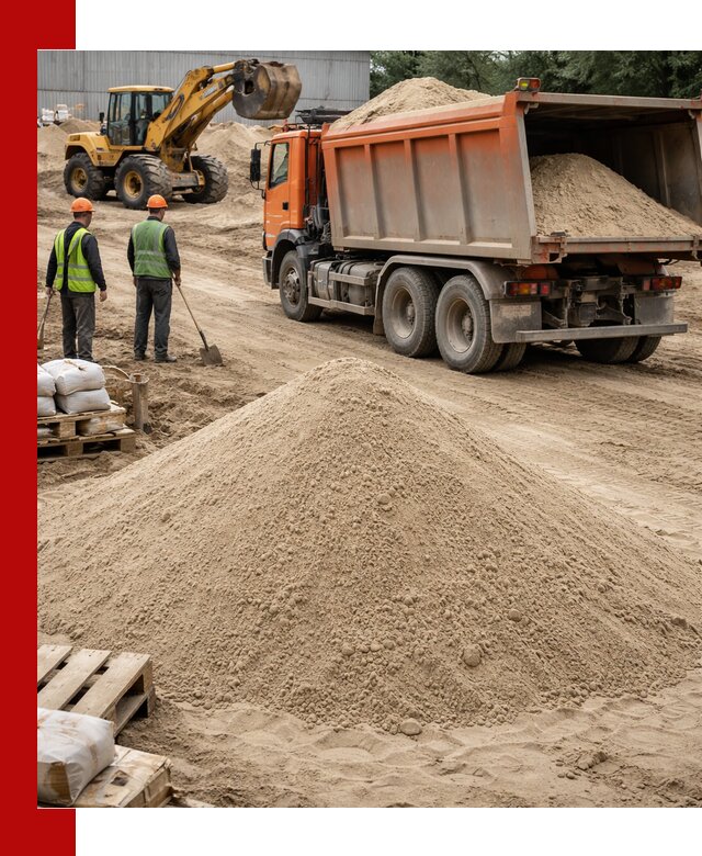 Доставка и продажа мытого речного песка в Пскове