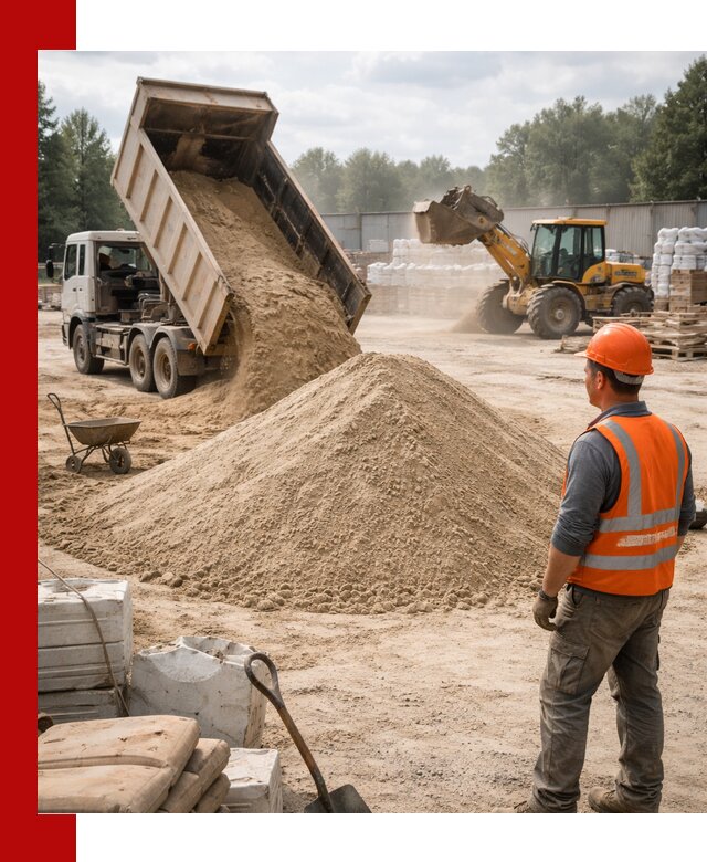 Доставка строительного песка с самосвалом в Пскове