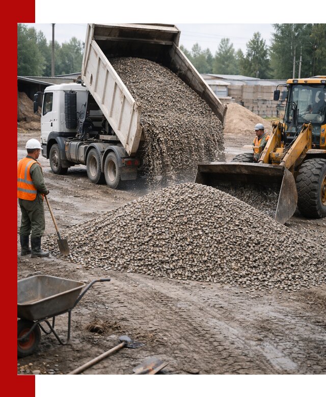 Мытый гравий с доставкой в Пскове от карьера до участка