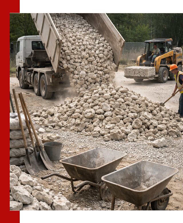 Доставка и продажа бутового известнякового камня в Пскове