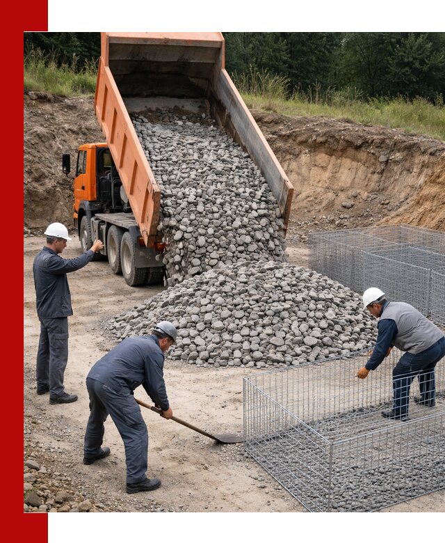 Камень для габионов с доставкой в Пскове быстро и надёжно