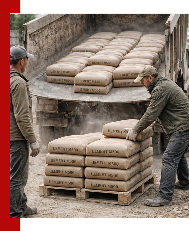 Цемент М500 с доставкой самосвалом в Пскове