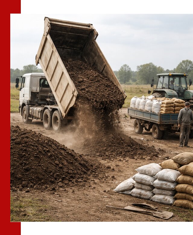 Доставка грунта и удобрений оптом в Пскове для сельхоз и строительства