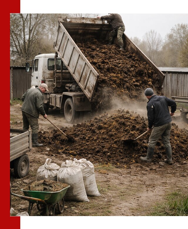 Доставка коровьего навоза самосвалом в Пскове