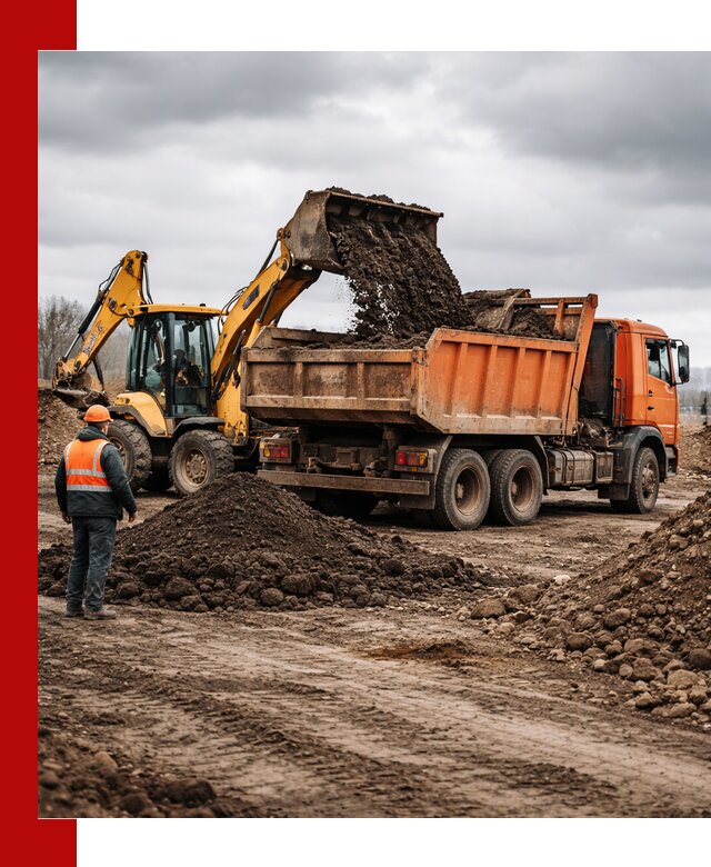 Вывоз грунта и строительного мусора в Пскове грузовыми самосвалами