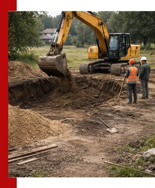 Рытье котлована под фундамент в Пскове (быстро и недорого)
